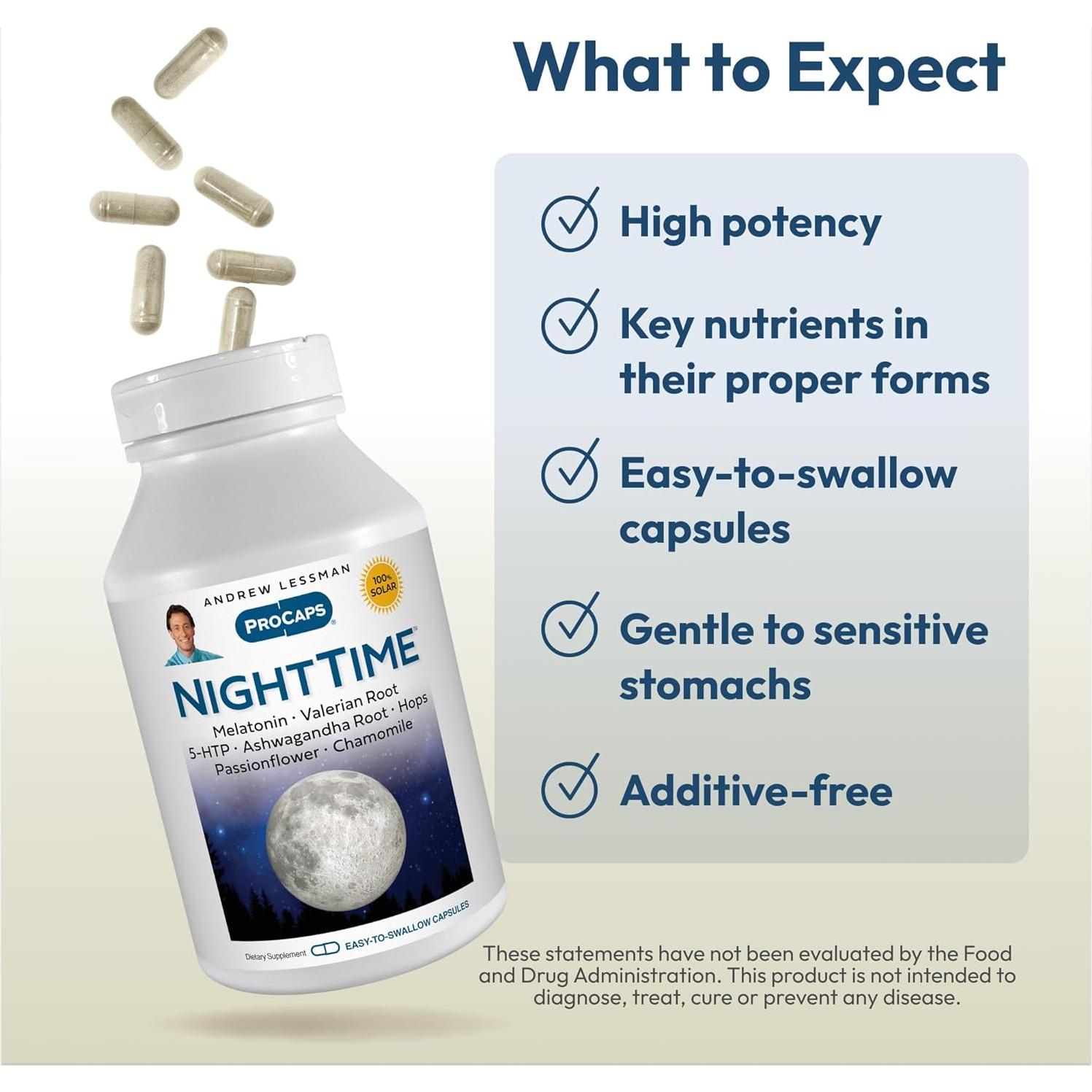 Cápsulas Noche Tiempo Andrew Lessman 30 Unidades Melatonina