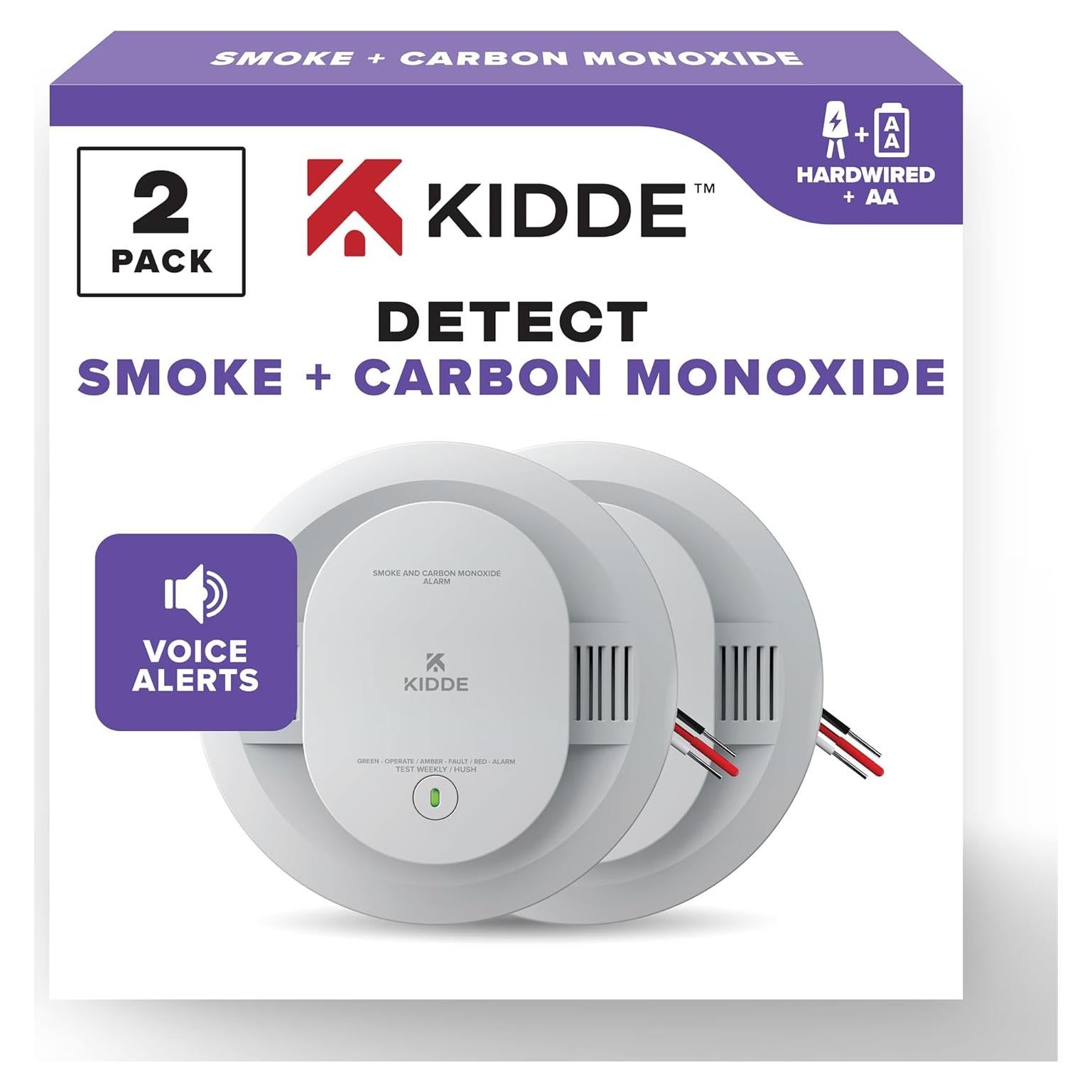 Detector de Humo y Monóxido Kidde 30CUAR-V, Paquete de 2
