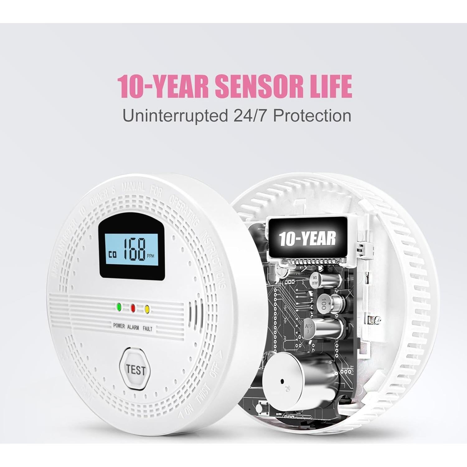 4 Detectores de Humo y Monóxido Vkdemer WJ-SC9120b 2 en 1