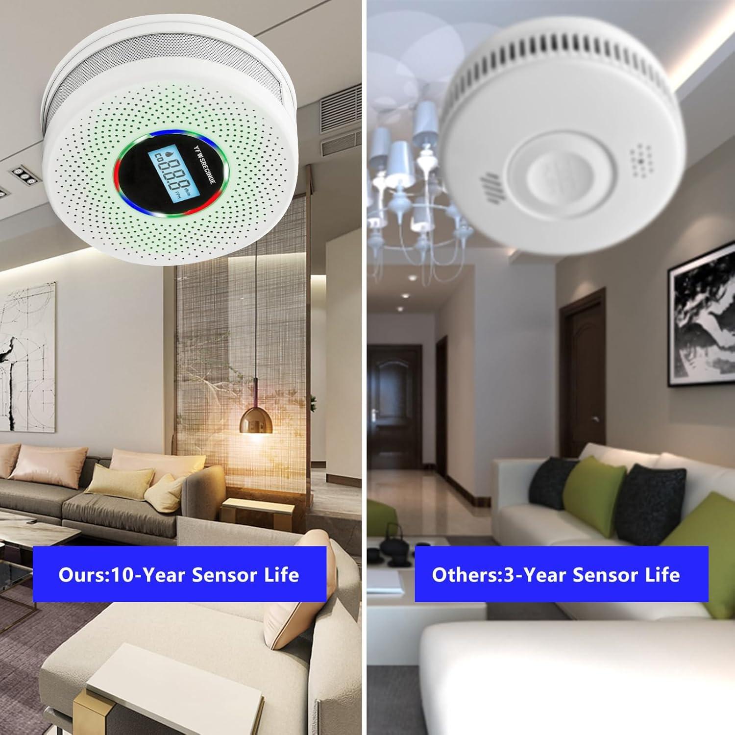 Paquete de 2 Alarmas de Humo y CO Yfwsrecinoe Mejoradas