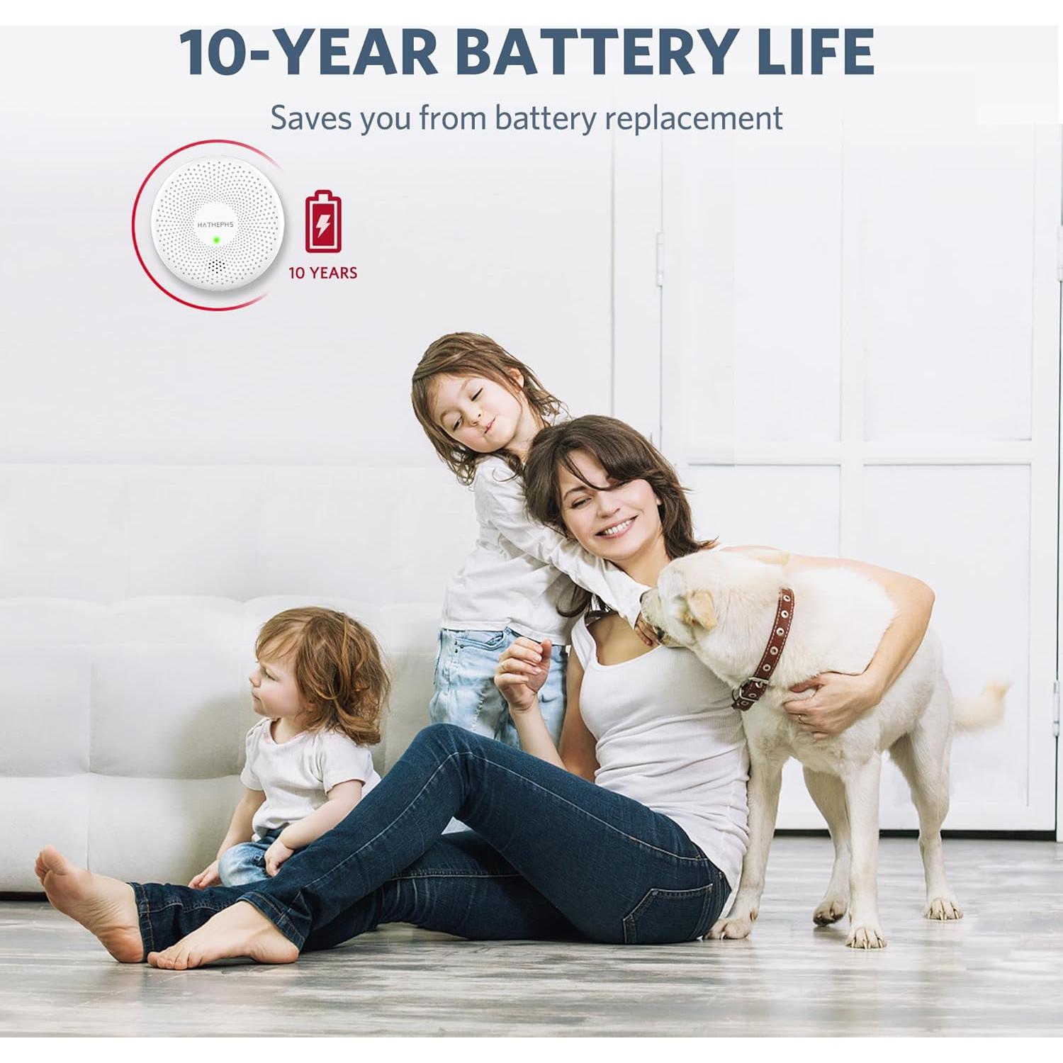 Detector de Humo y CO HATHEPHS CS01 Batería 10 Años