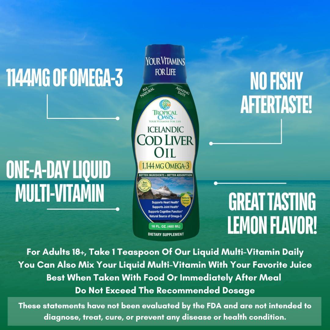 Aceite de Hígado de Bacalao Tropical Oasis 1144mg Omega-3 Líquido