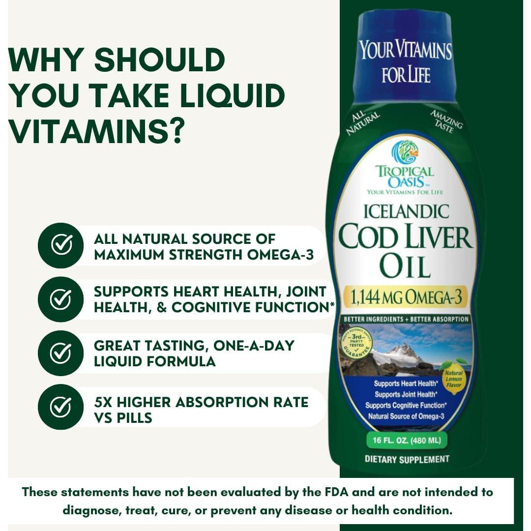 Aceite de Hígado de Bacalao Tropical Oasis 1144mg Omega-3 Líquido