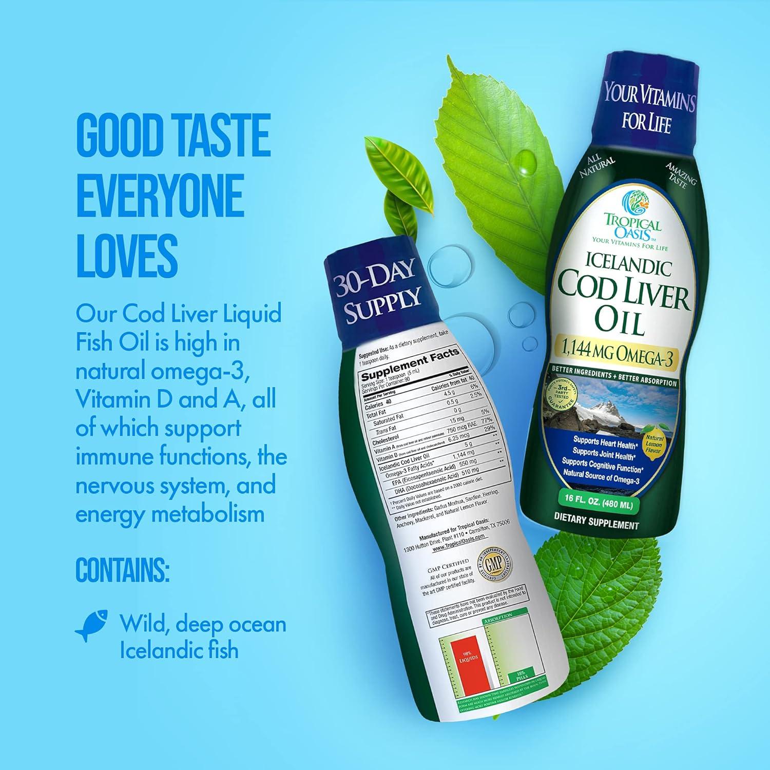 Aceite de Hígado de Bacalao Tropical Oasis 1144mg Omega-3 Líquido