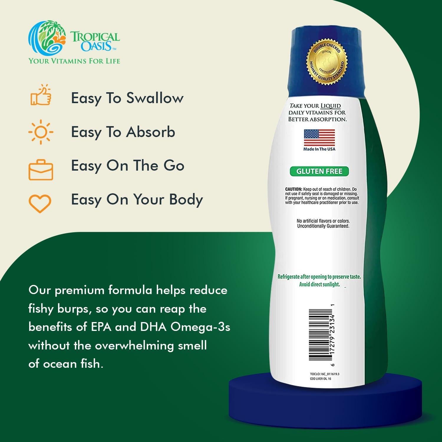 Aceite de Hígado de Bacalao Tropical Oasis 1144mg Omega-3 Líquido
