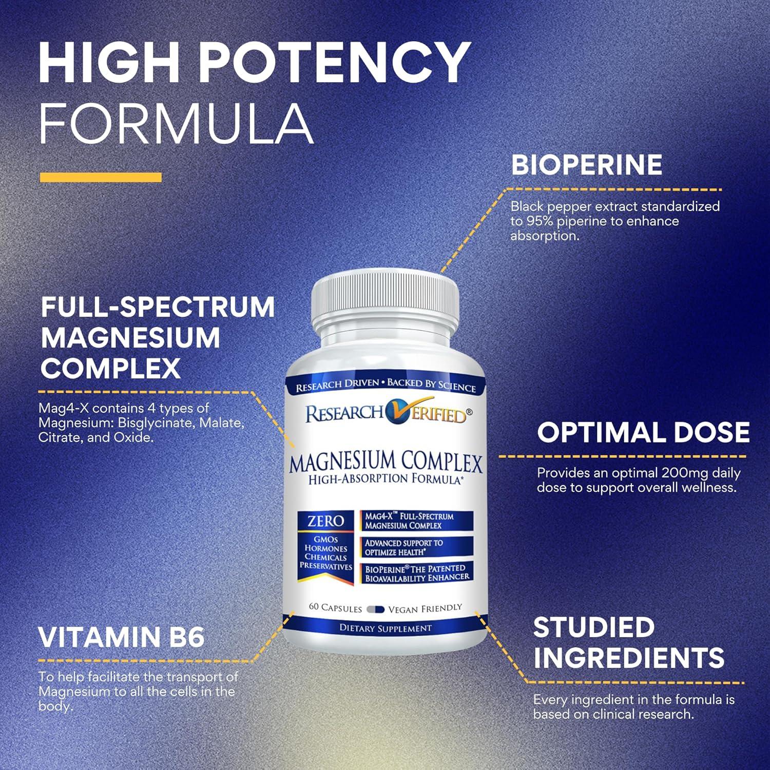 Complejo de Magnesio Vegano 60 Cápsulas - Investigación Verificada