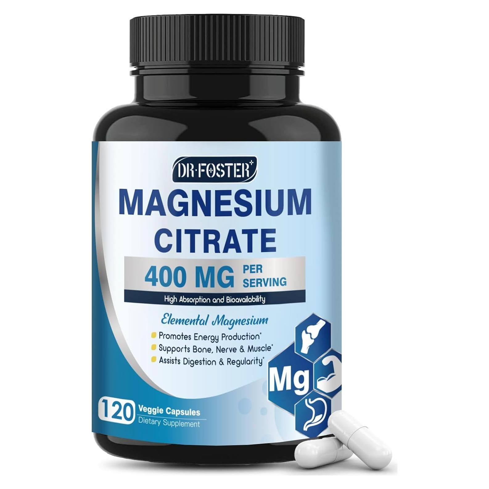 Cápsulas de Citrato de Magnesio DRFOSTER 400 mg - 120 Veganas