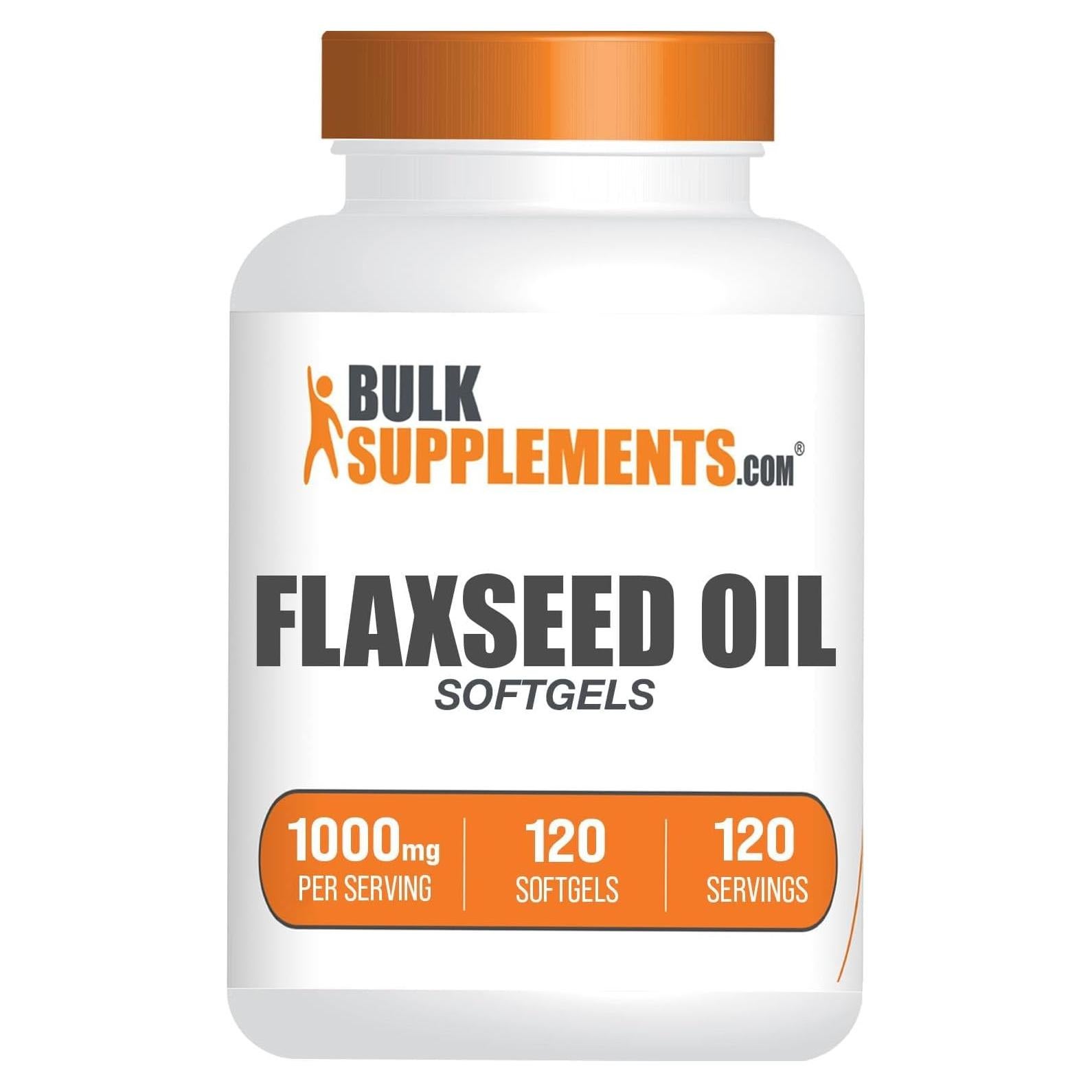 Gelatinas de Aceite de Semilla de Lino BulkSupplements 1000mg 120 Cápsulas