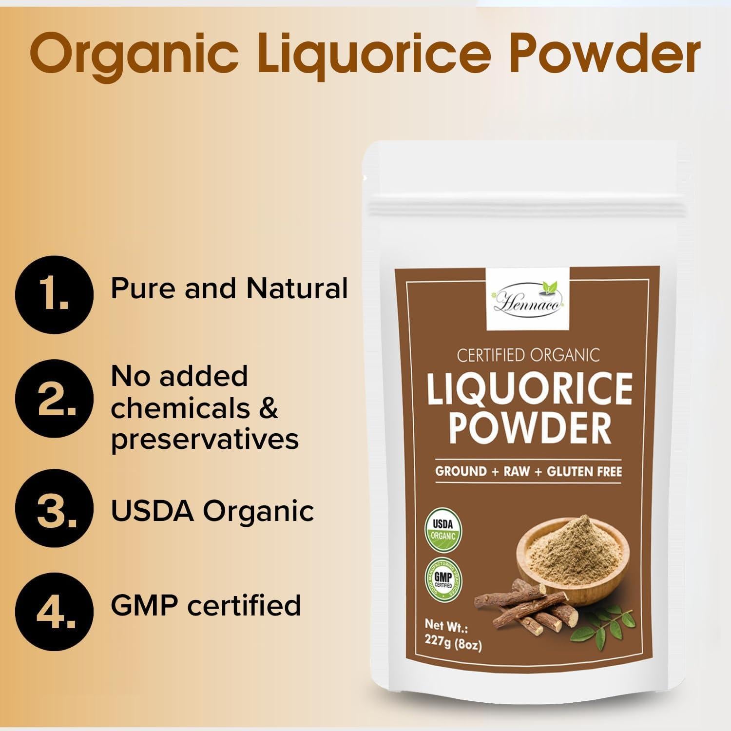 Polvo de Regaliz Orgánico Hennaco 227 Gramos - Endulzante Natural