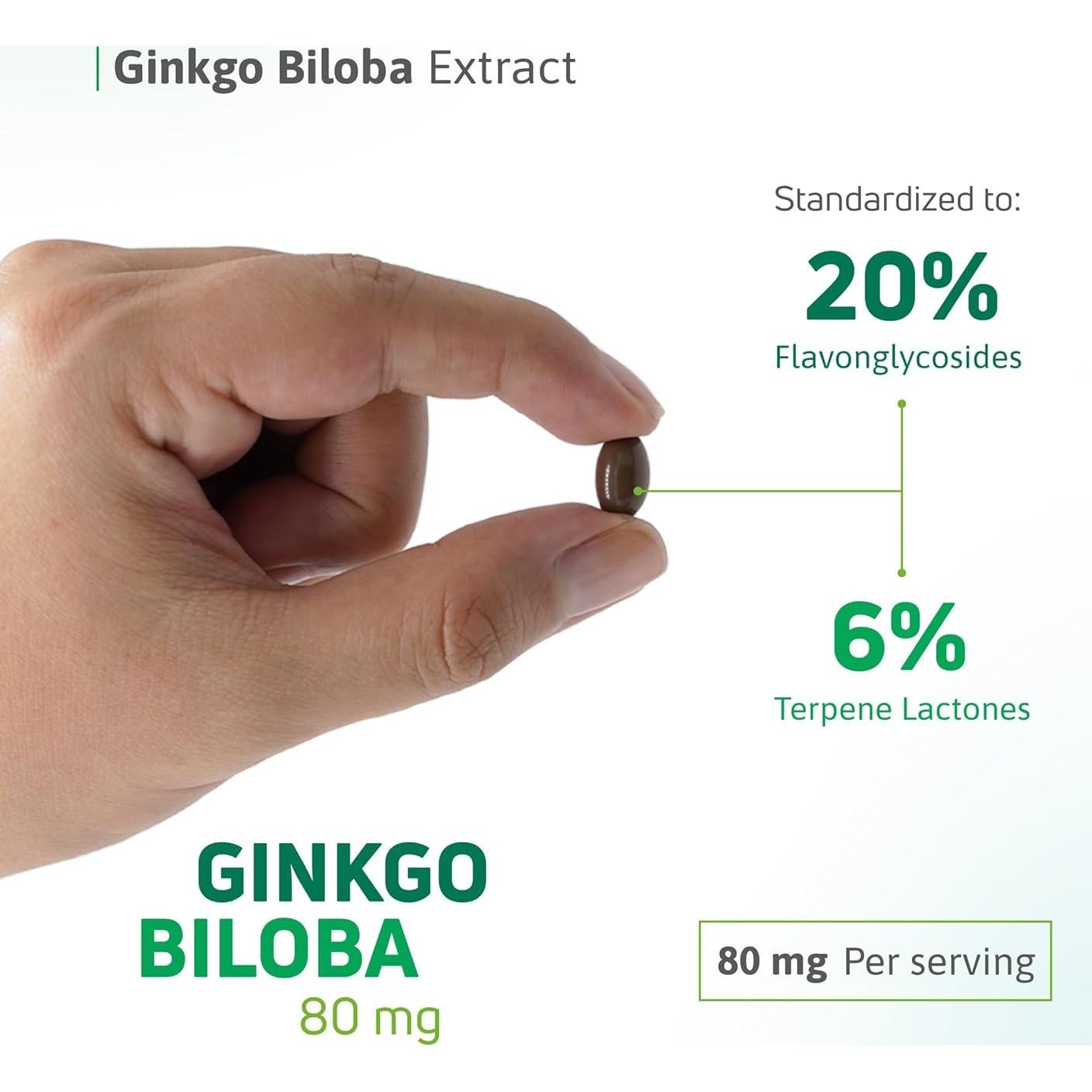 Suplemento Ginkgo Biloba 80 mg Nutra - Memoria y Salud Cerebral (60 Softgels)