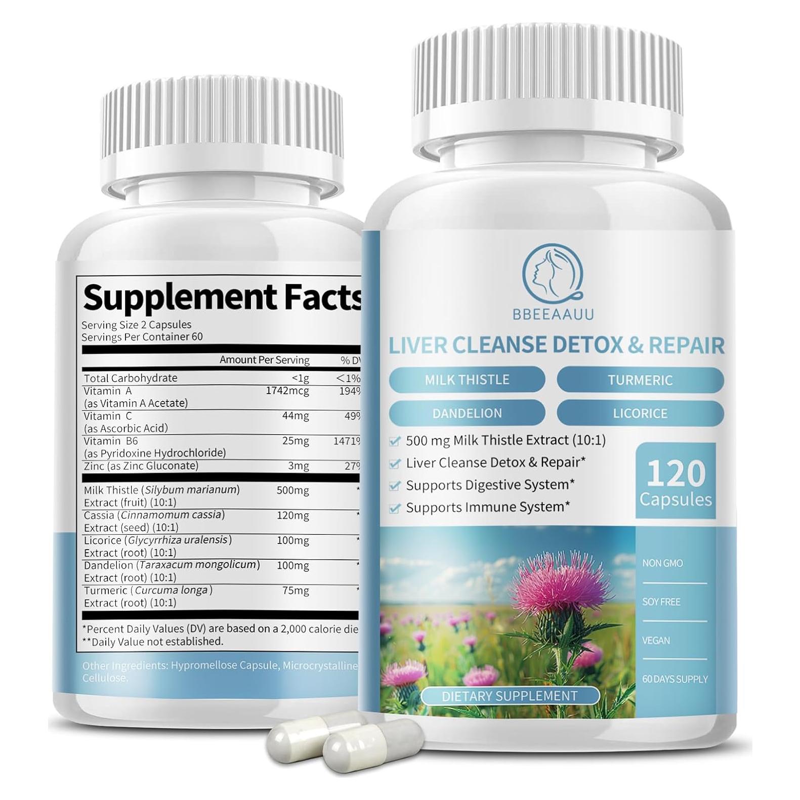 Cápsulas de Cardo Mariano BBEEAAUU 120 Unidades 500mg