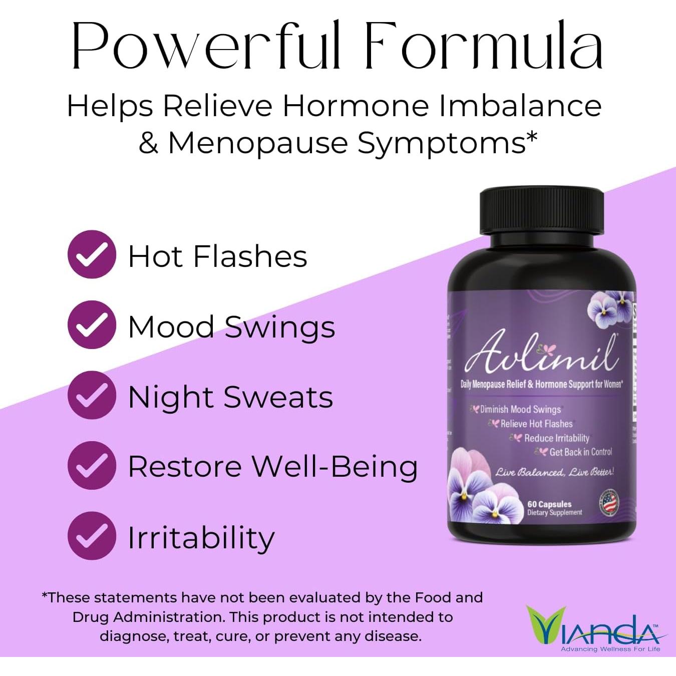 Suplemento Menopausia Avlimil 60 Cápsulas - Alivio Hormonal