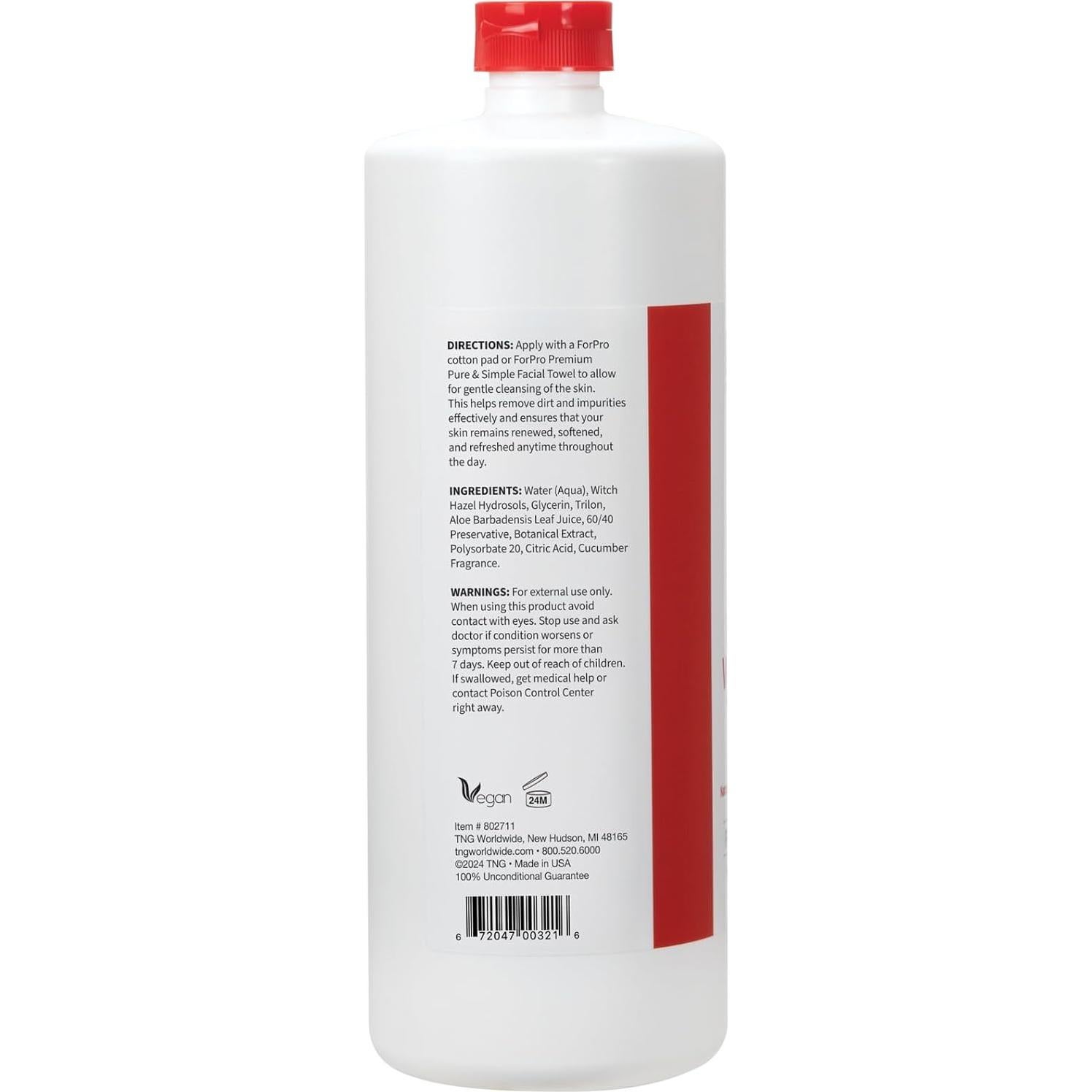 Tónico Facial Hamamelis ForPro 946ml Vegano Sin Alcohol Pepino