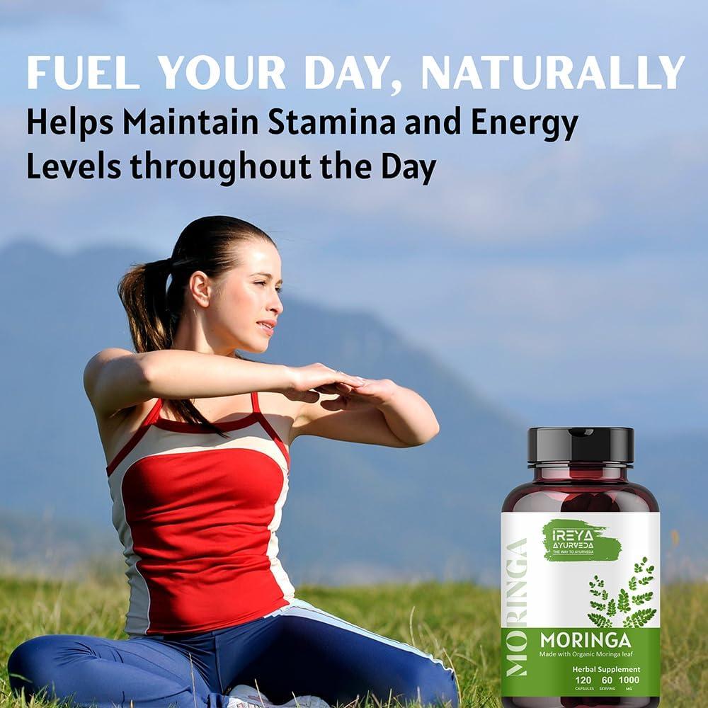 Cápsulas de Moringa Orgánica Ireya Ayurveda 1000 mg - 120 Unidades