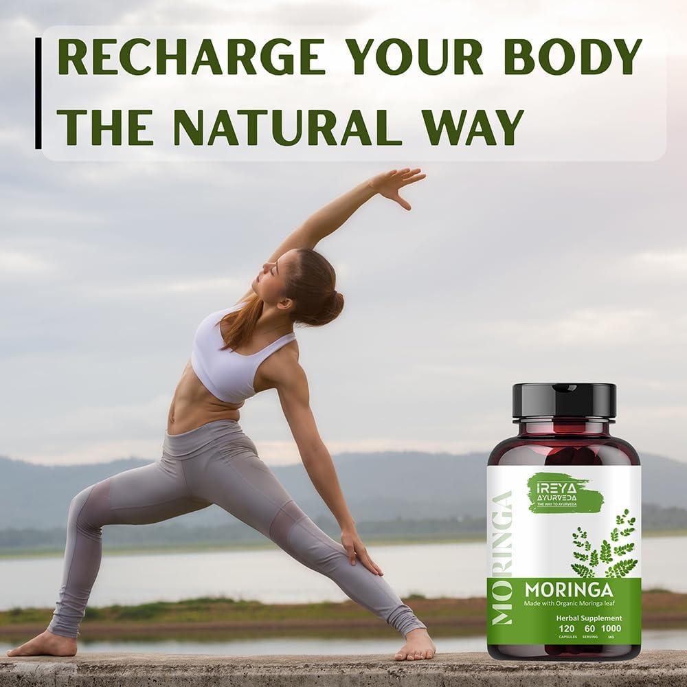 Cápsulas de Moringa Orgánica Ireya Ayurveda 1000 mg - 120 Unidades