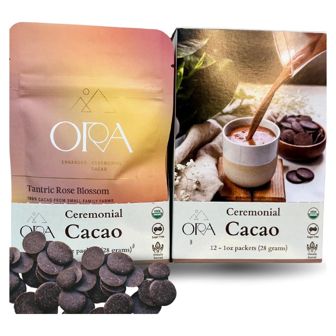 Cacao Ceremonial Orgánico Ora - Kit de 12 x 28.3g - Sin Azúcar
