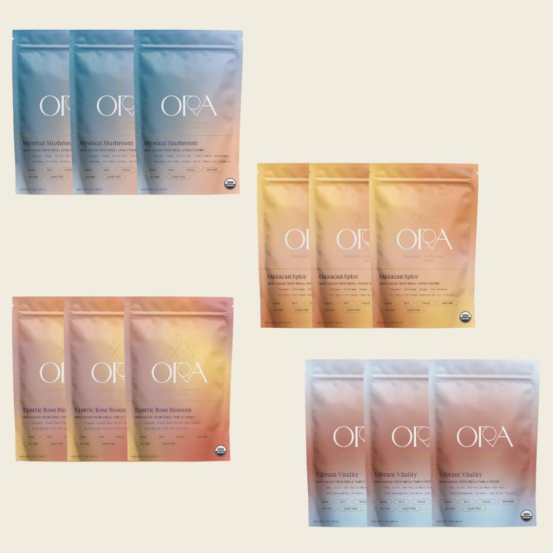 Cacao Ceremonial Orgánico Ora - Kit de 12 x 28.3g - Sin Azúcar