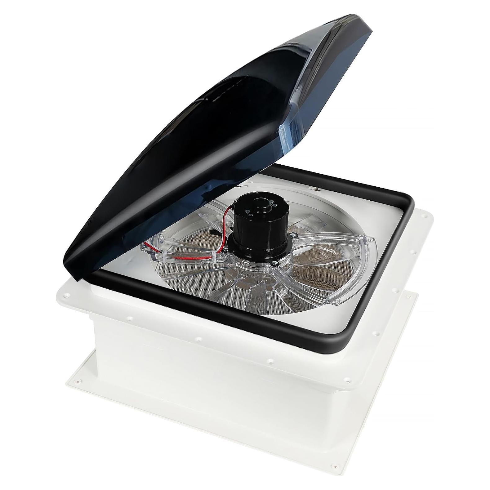 Ventilador de Techo Manual LITBM 12V 35.56cm con Alarma y Detector