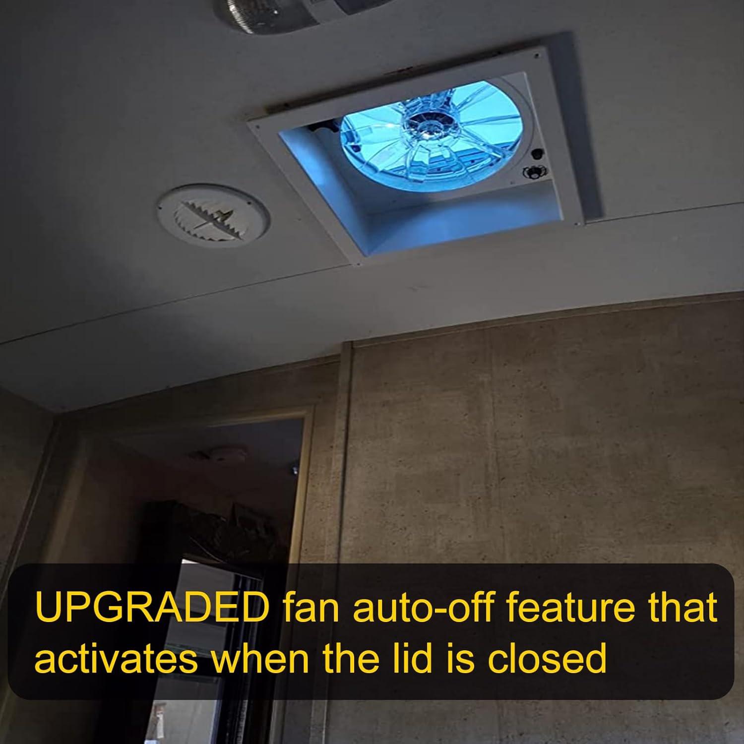 Ventilador de Techo Manual LITBM 12V 35.56cm con Alarma y Detector