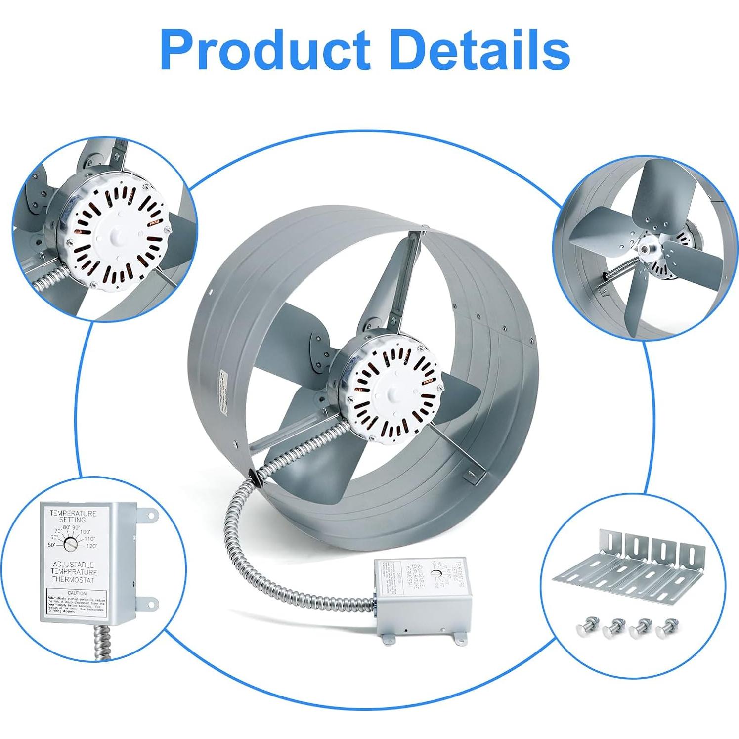 Ventilador de Tejado Aibabcue 1300 CFM con Termostato