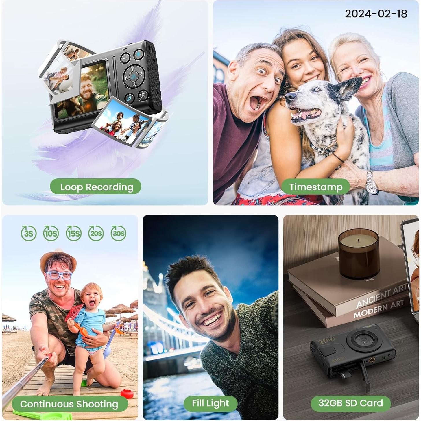 Cámara Digital 4K CAMWORLD AC14-B 64MP Zoom 18X con 32GB