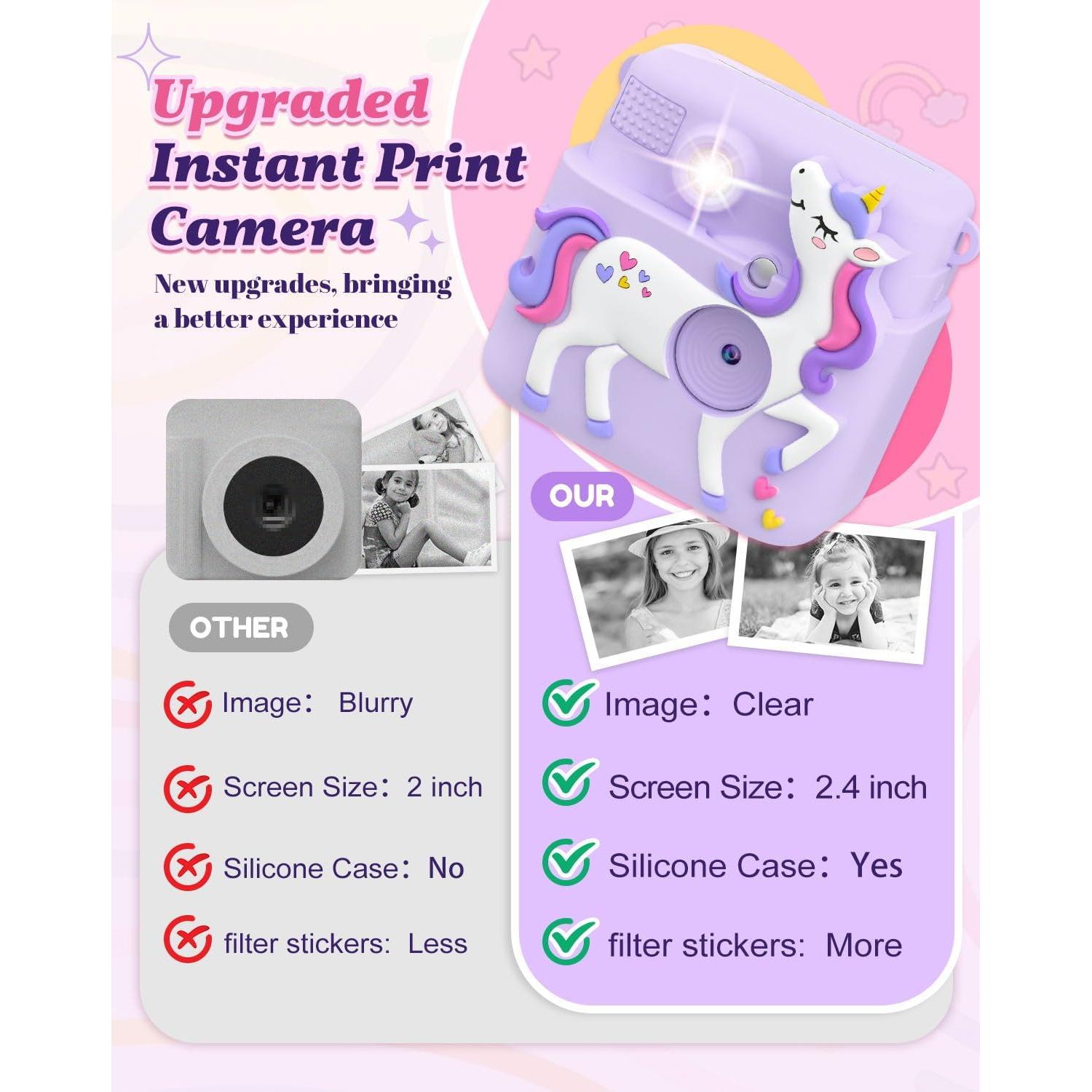 Cámara Instantánea para Niños Ziegoal 1080P Púrpura