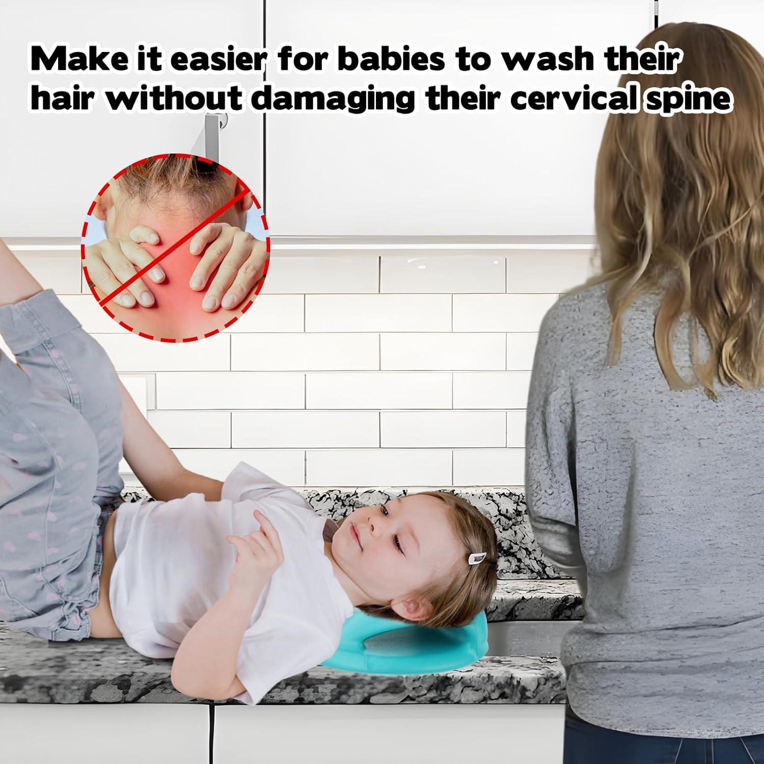 Estación de Lavado de Cabello para Niños Verde - Almohada Ergonómica