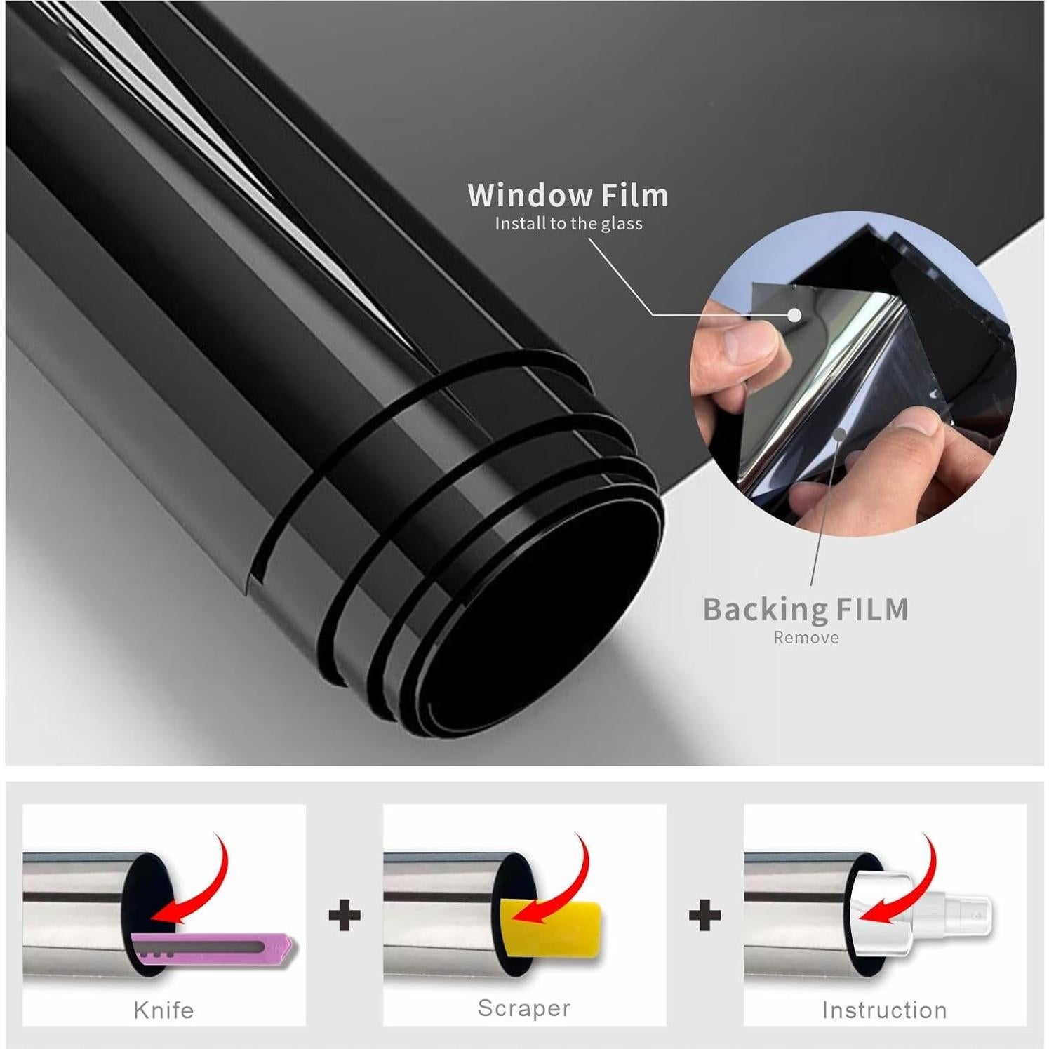 Película de Privacidad para Ventanas GlowHome 44.5x200cm Negra