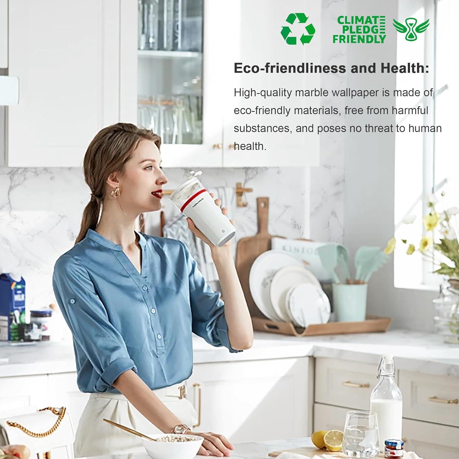 Papel Tapiz Autoadhesivo Dimoon 30x200cm Mármol Blanco Vinilo