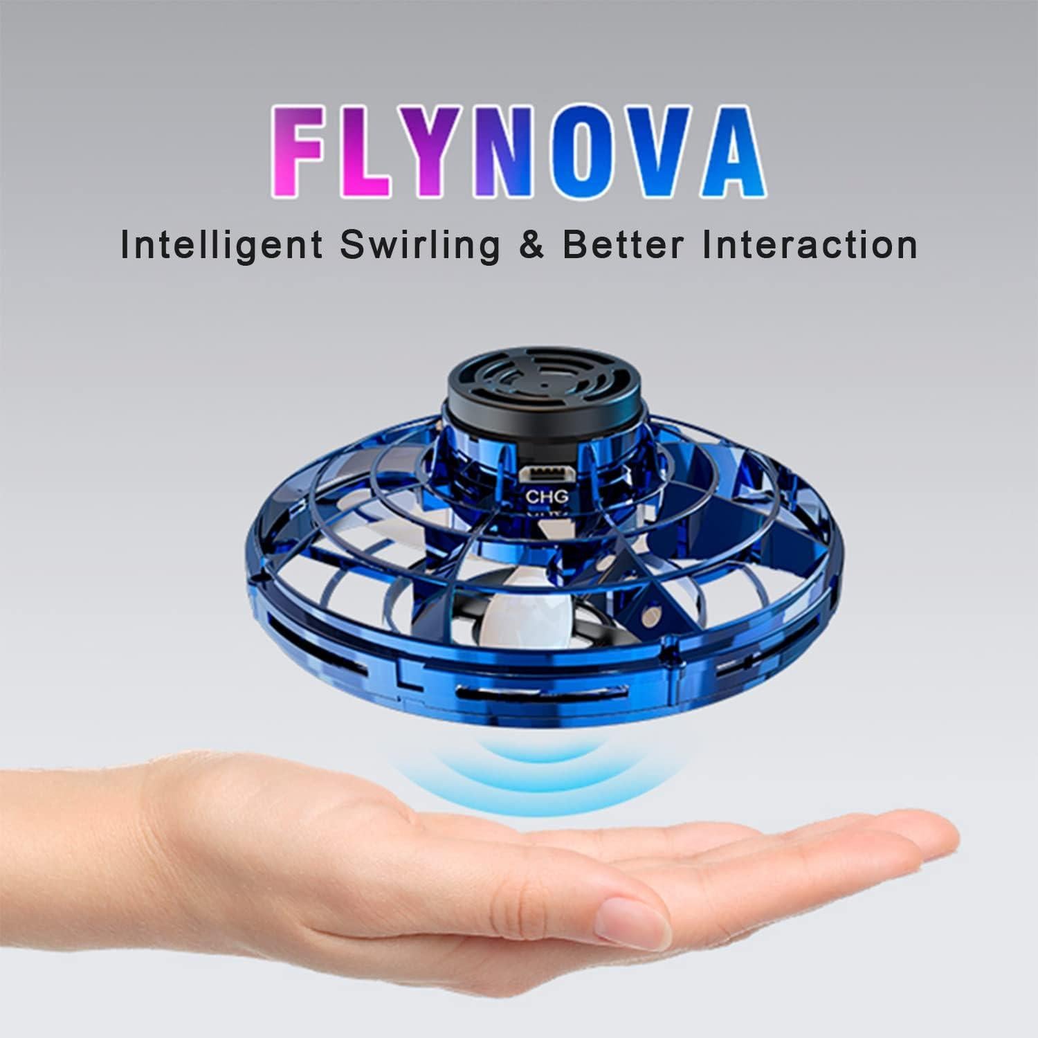 Drone Volador FLYNOVA Mini UFO LED Azul 8 años+