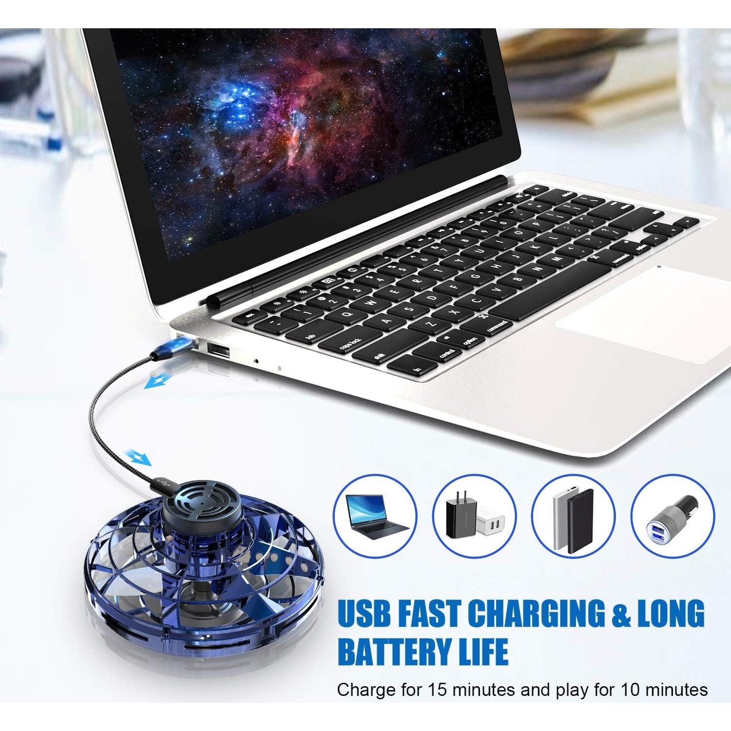 Drone Volador FLYNOVA Mini UFO LED Azul 8 años+