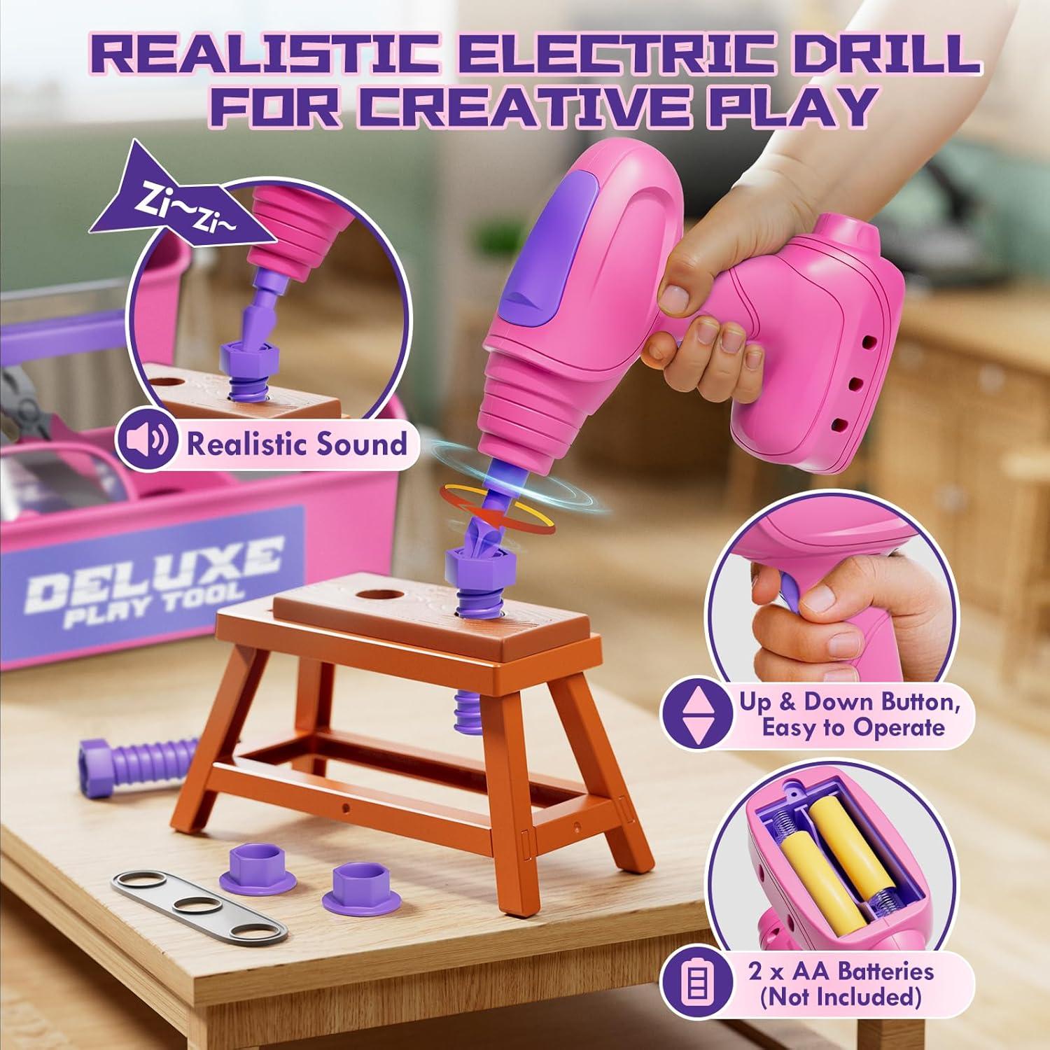 Juego de Herramientas Lehoo Castle Rosa con Taladro Juguete