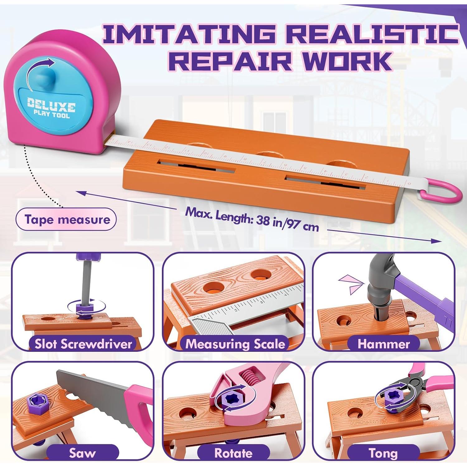 Juego de Herramientas Lehoo Castle Rosa con Taladro Juguete