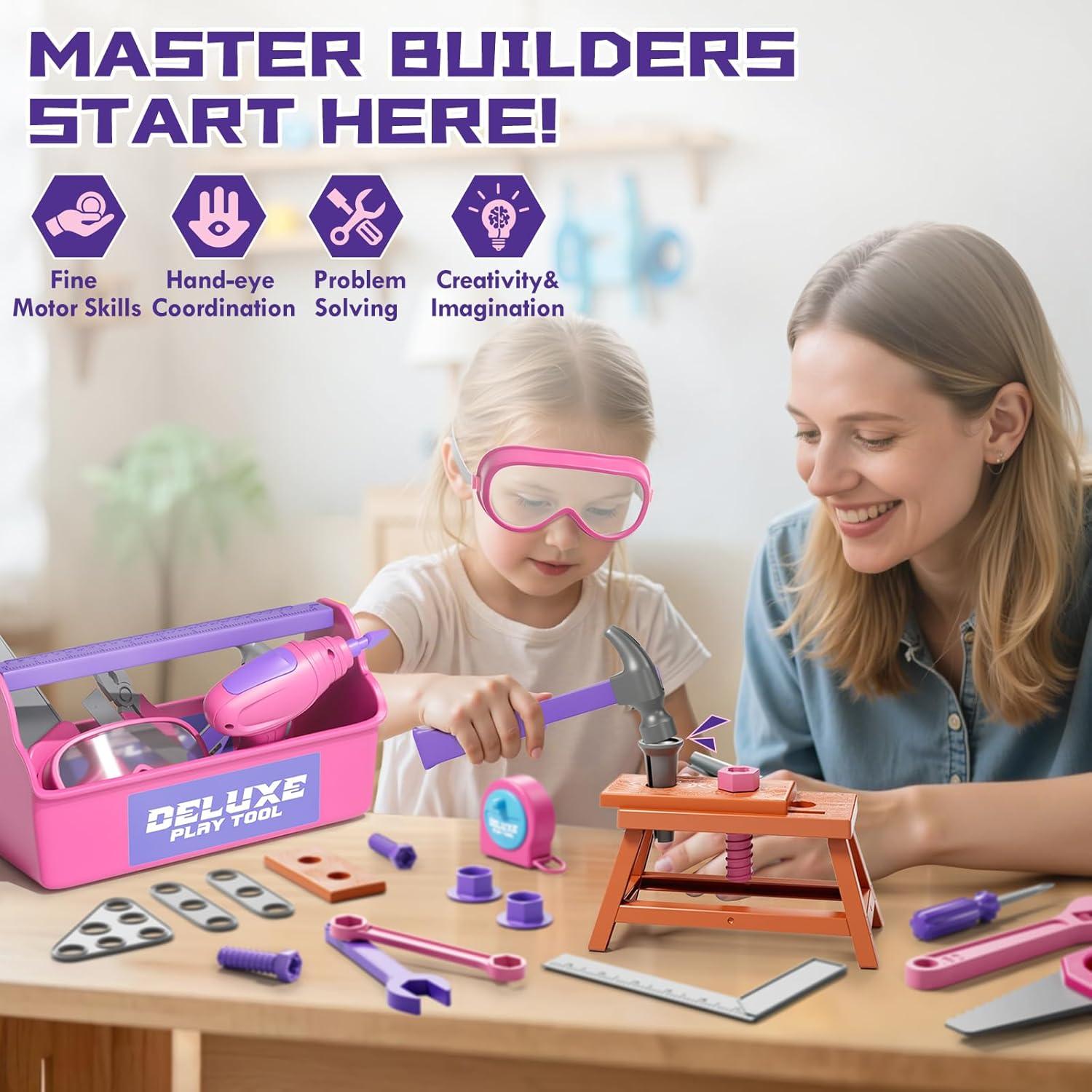 Juego de Herramientas Lehoo Castle Rosa con Taladro Juguete