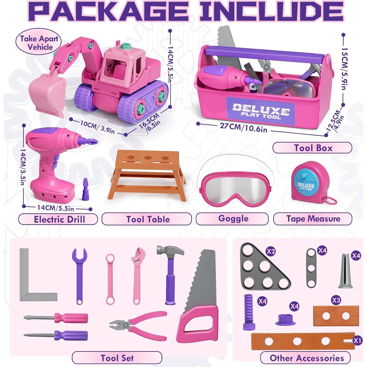 Juego de Herramientas Lehoo Castle Rosa con Taladro Juguete