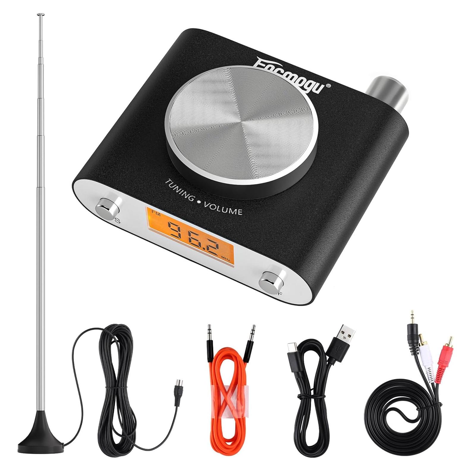 Receptor de Radio FM Facmogu Si4730 con Antena de 10m y Salida 3.5mm