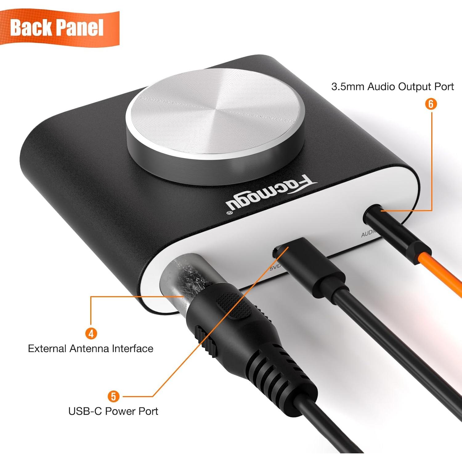 Receptor de Radio FM Facmogu Si4730 con Antena de 10m y Salida 3.5mm
