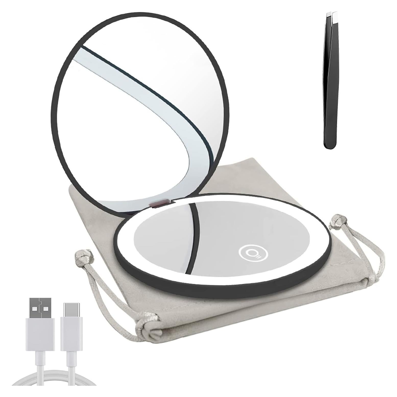 Espejo Compacto LED Recargable Milishow 1x/10x 8.89cm