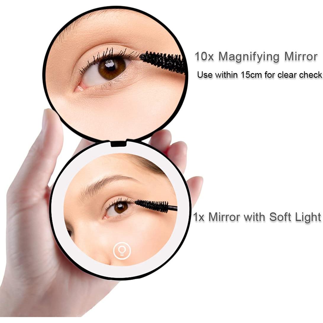 Espejo Compacto LED Recargable Milishow 1x/10x 8.89cm