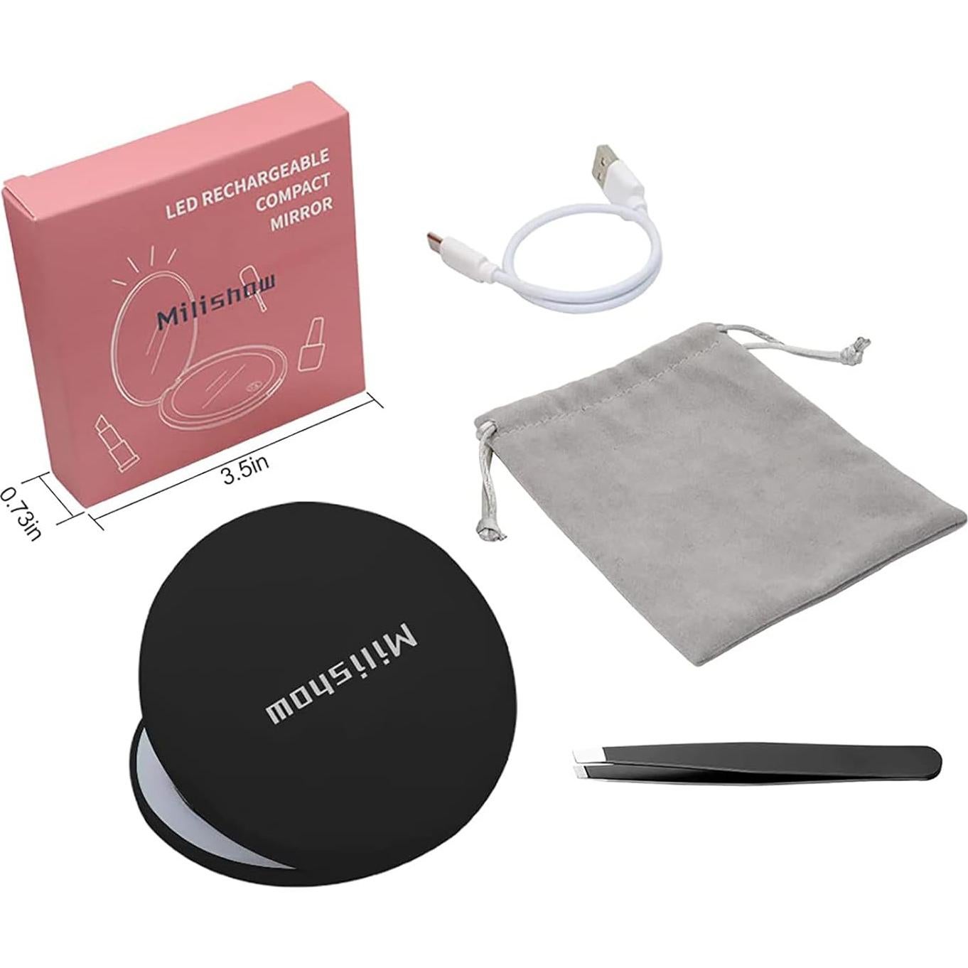 Espejo Compacto LED Recargable Milishow 1x/10x 8.89cm