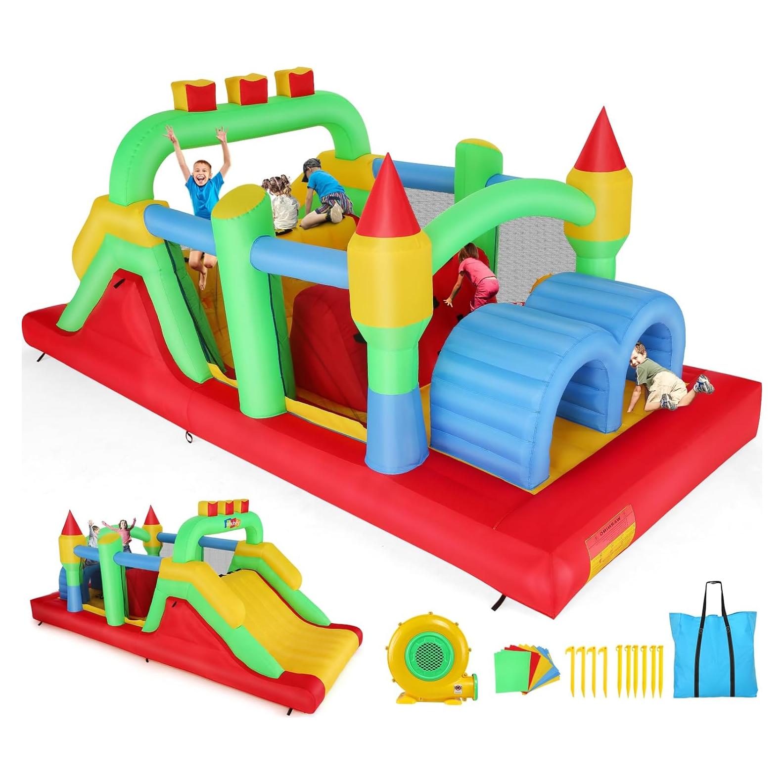 Casa Inflable de Obstáculos Whubefy 5.49x2.5m para Niños 3-12