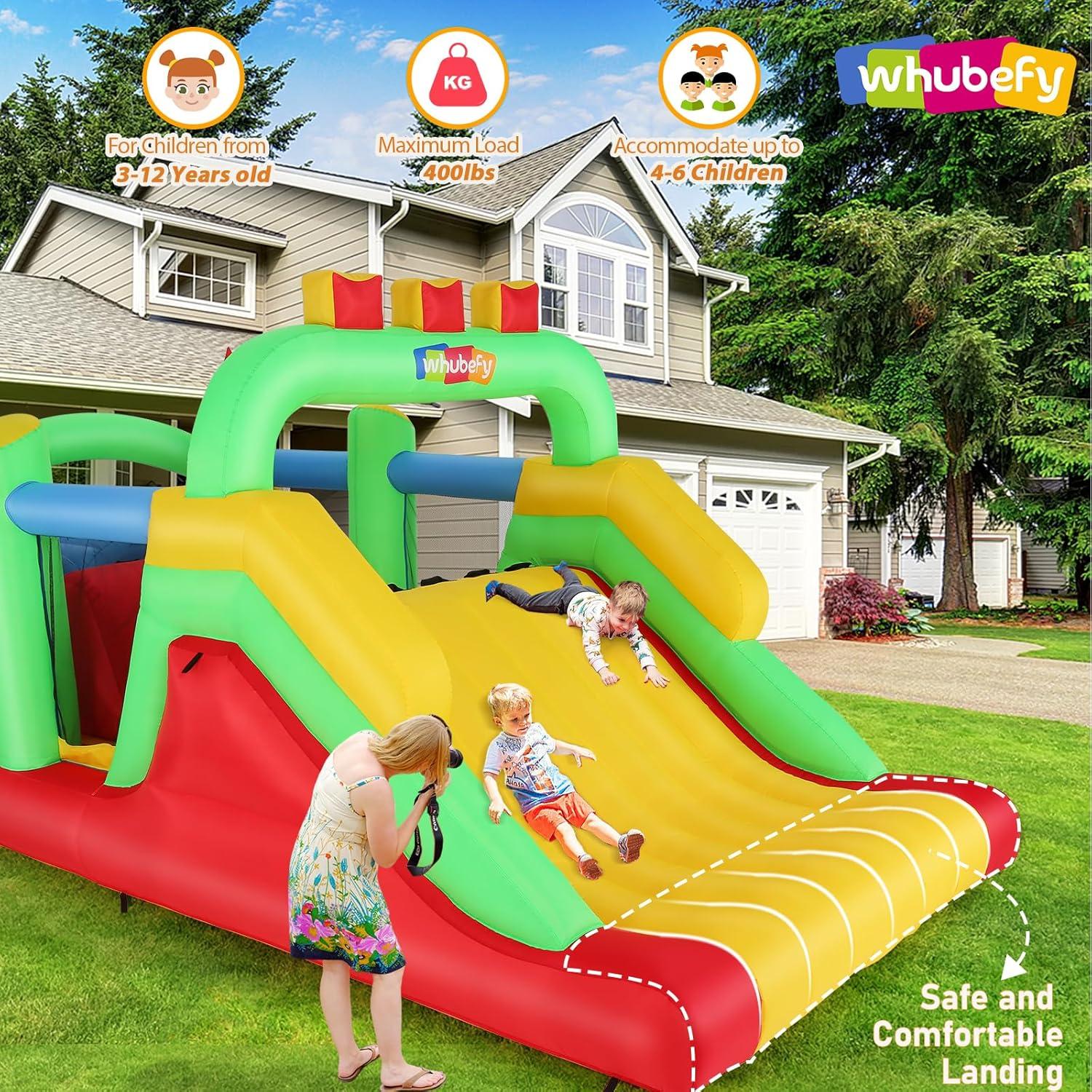Casa Inflable de Obstáculos Whubefy 5.49x2.5m para Niños 3-12
