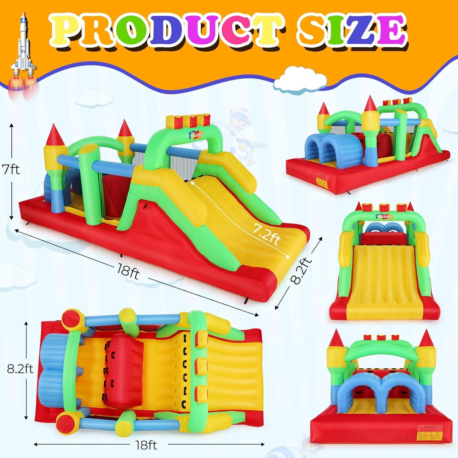 Casa Inflable de Obstáculos Whubefy 5.49x2.5m para Niños 3-12
