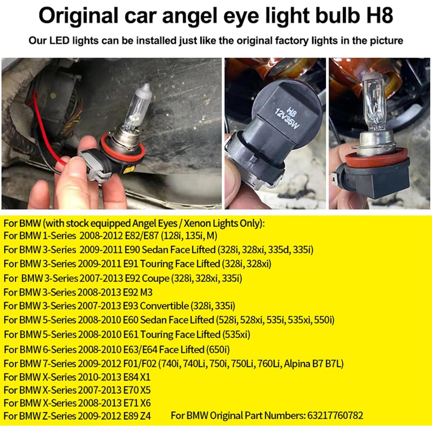 Bombilla LED H8 APMAT 120W 6000K para BMW E-Serie 1 3 5 X5 X6