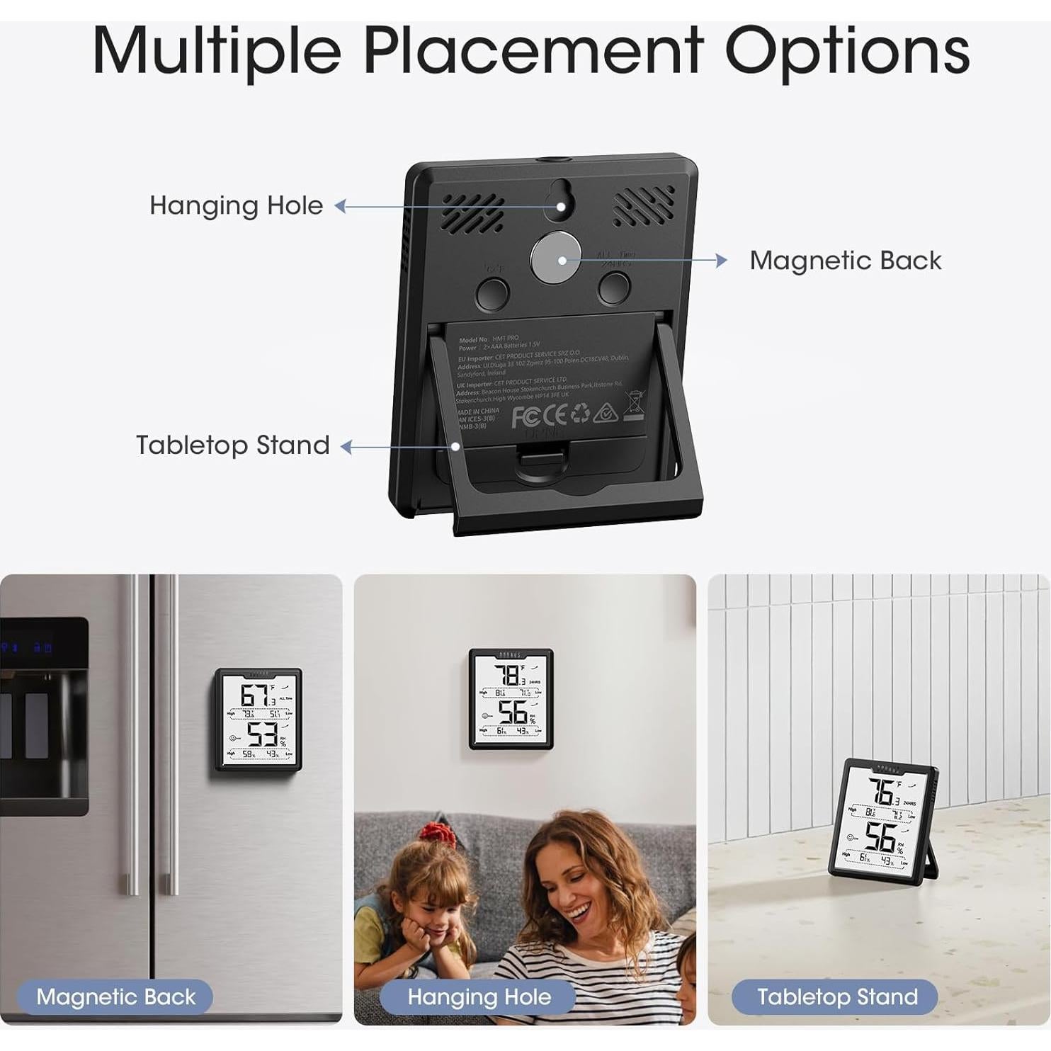 Termómetro Digital DOQAUS con Pantalla LCD, Medidor de Humedad