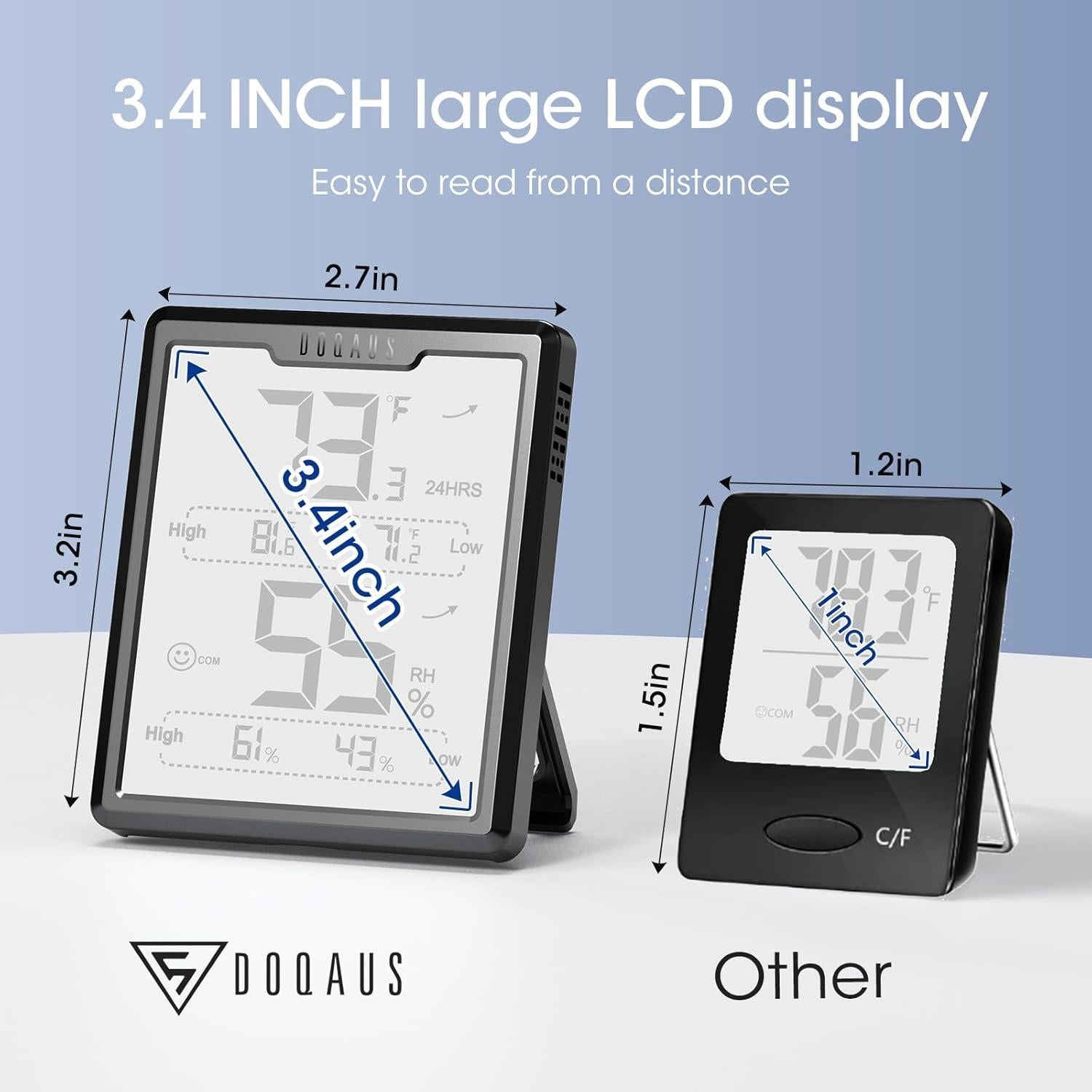 Termómetro Digital DOQAUS con Pantalla LCD, Medidor de Humedad