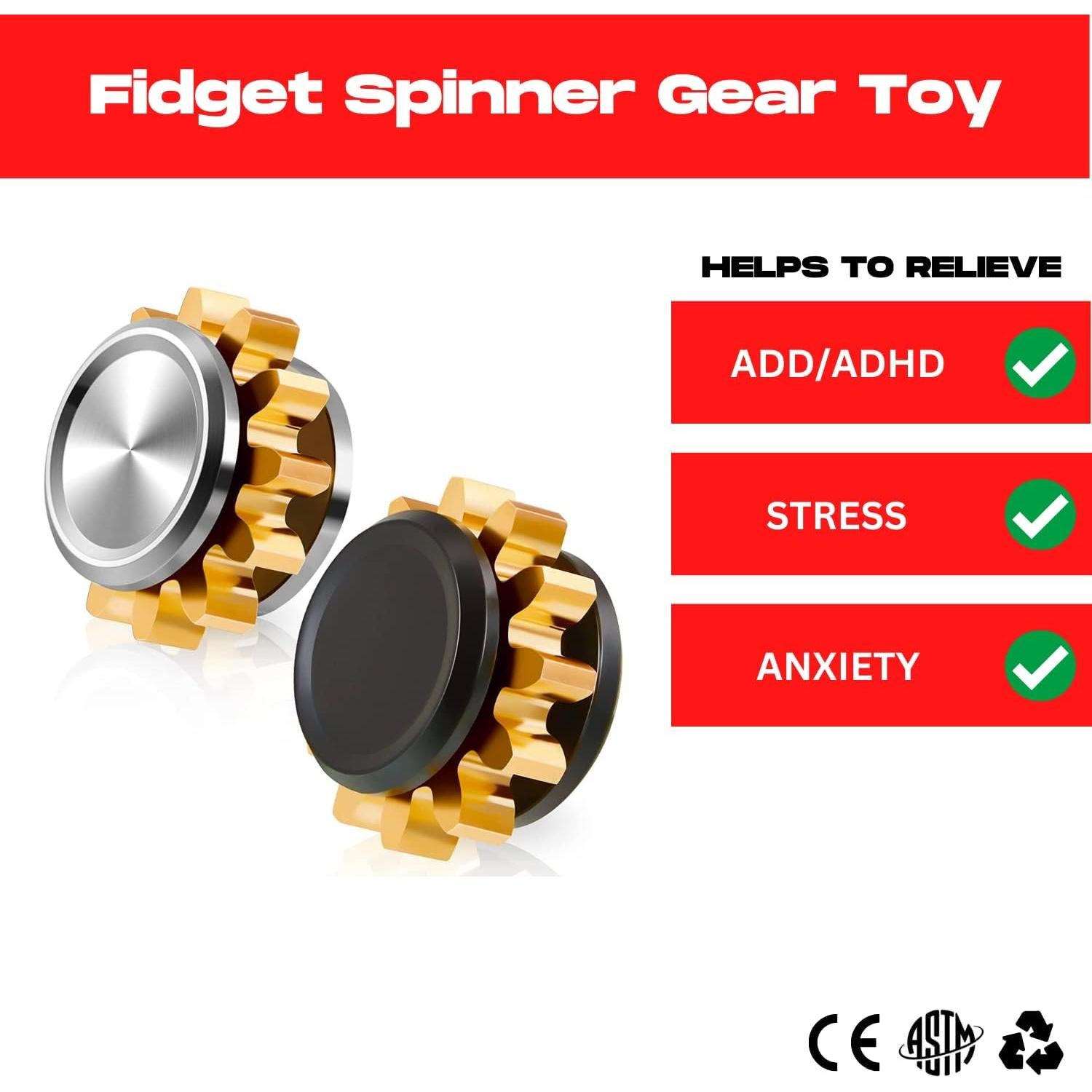 Spinner Fidget de Metal Elm City Direct - Alivio Estrés Negro