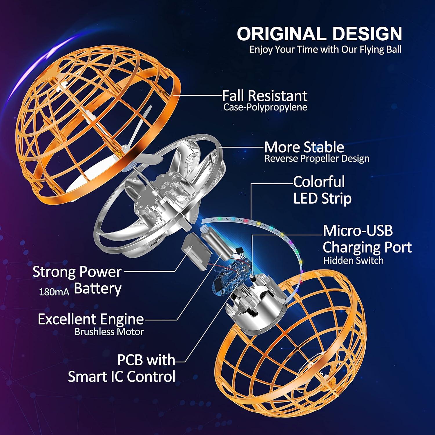 Bola Voladora Orb LEMATRIX TSM006-B Juguete Naranja