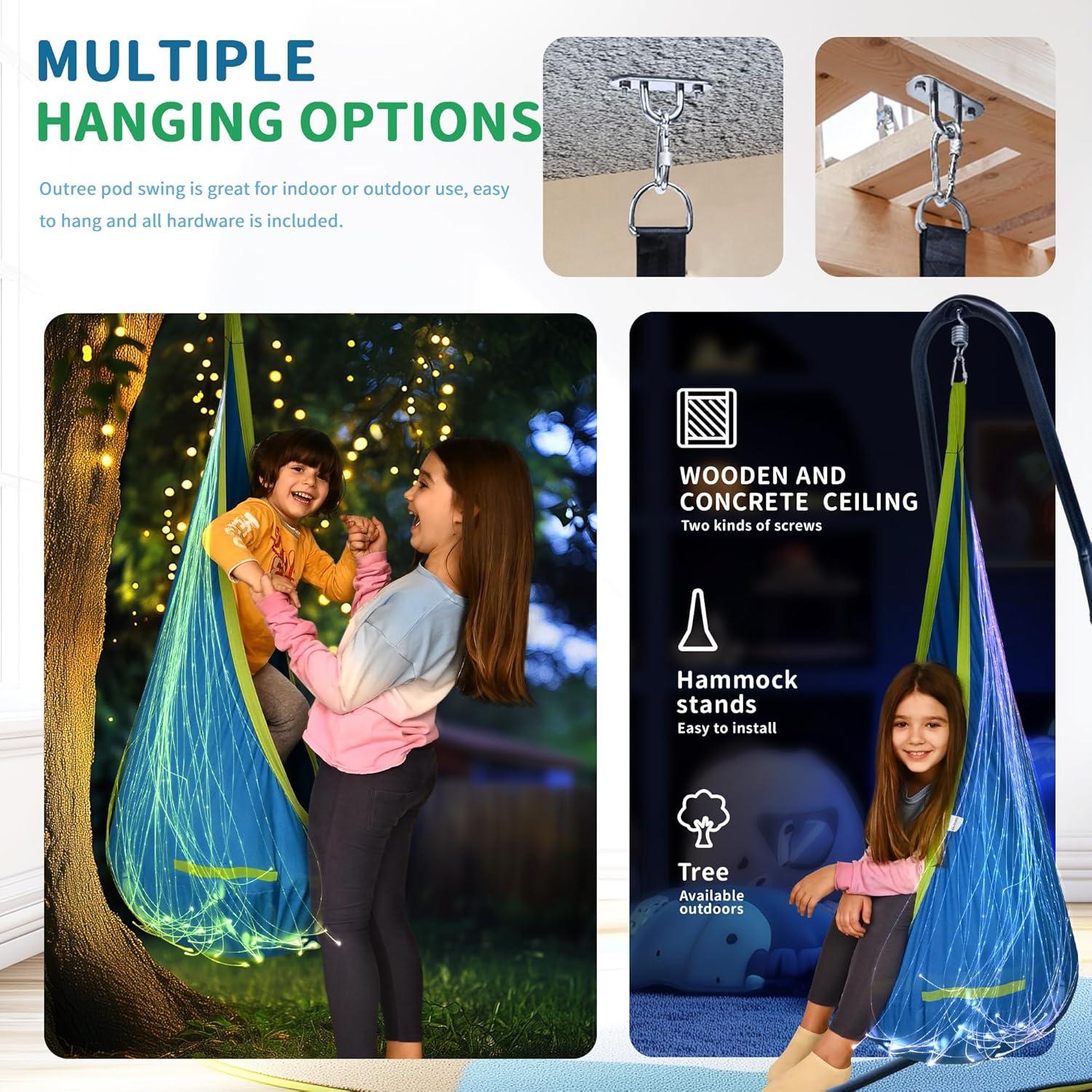 Columpio Sensorial OUTREE con Luz de Fibra Óptica Azul