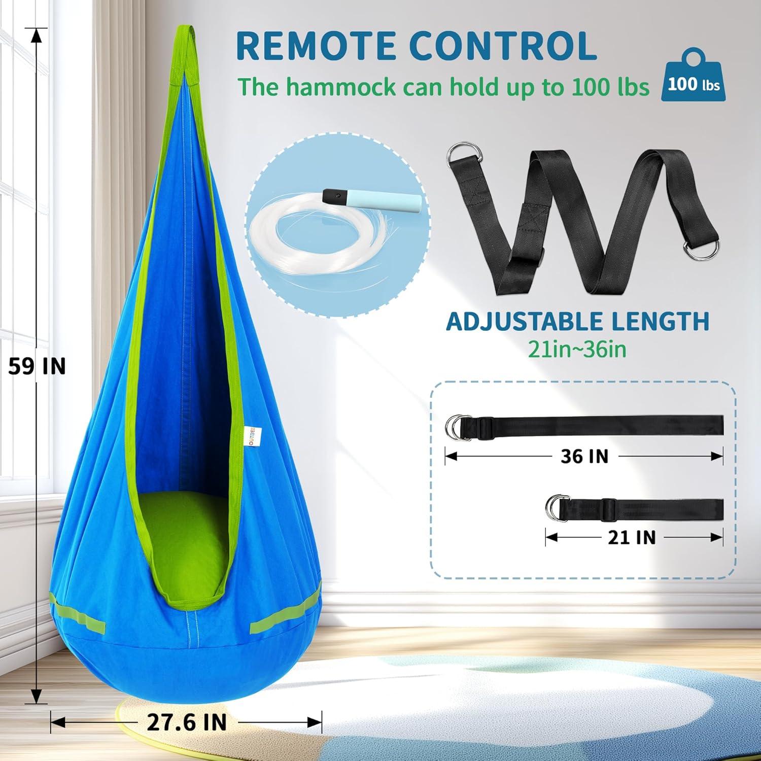 Columpio Sensorial OUTREE con Luz de Fibra Óptica Azul
